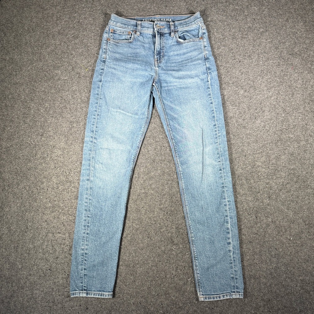 American Eagle 90s Skinny Jeans Light Wash Blue Stretch Denim High Rise Womens